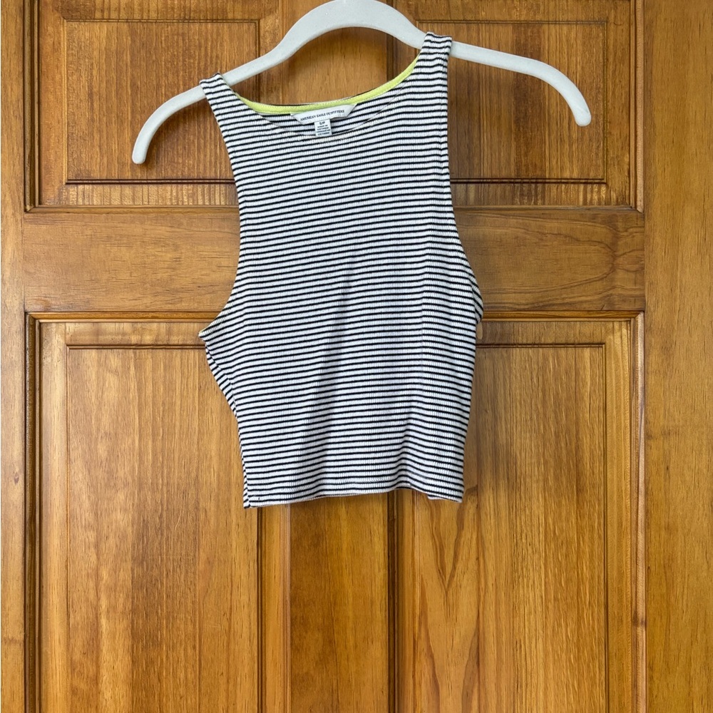 Striped Black and White Women's Crop Top